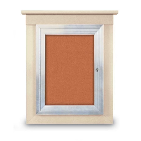 United Visual Products 42"x32" 2-Door Enclosed Letterboard, Green Vinyl/Walnut UV26235O-WALNUT-HUNGRN
